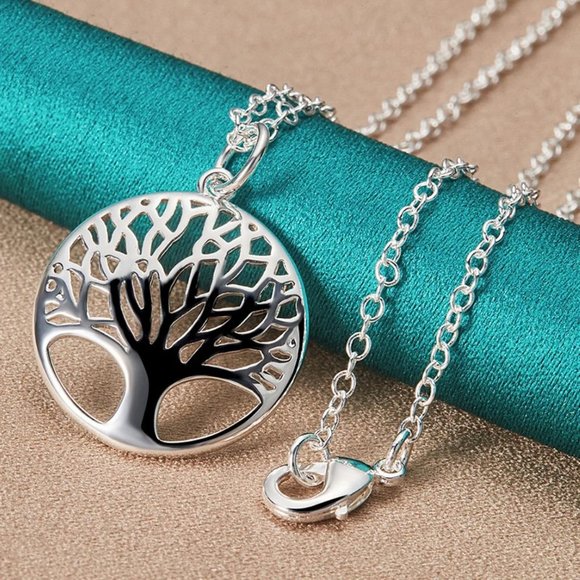 ❤️ Tree of Life Necklace 925 Sterling Silver Engagement Gift Women - Picture 1 of 6